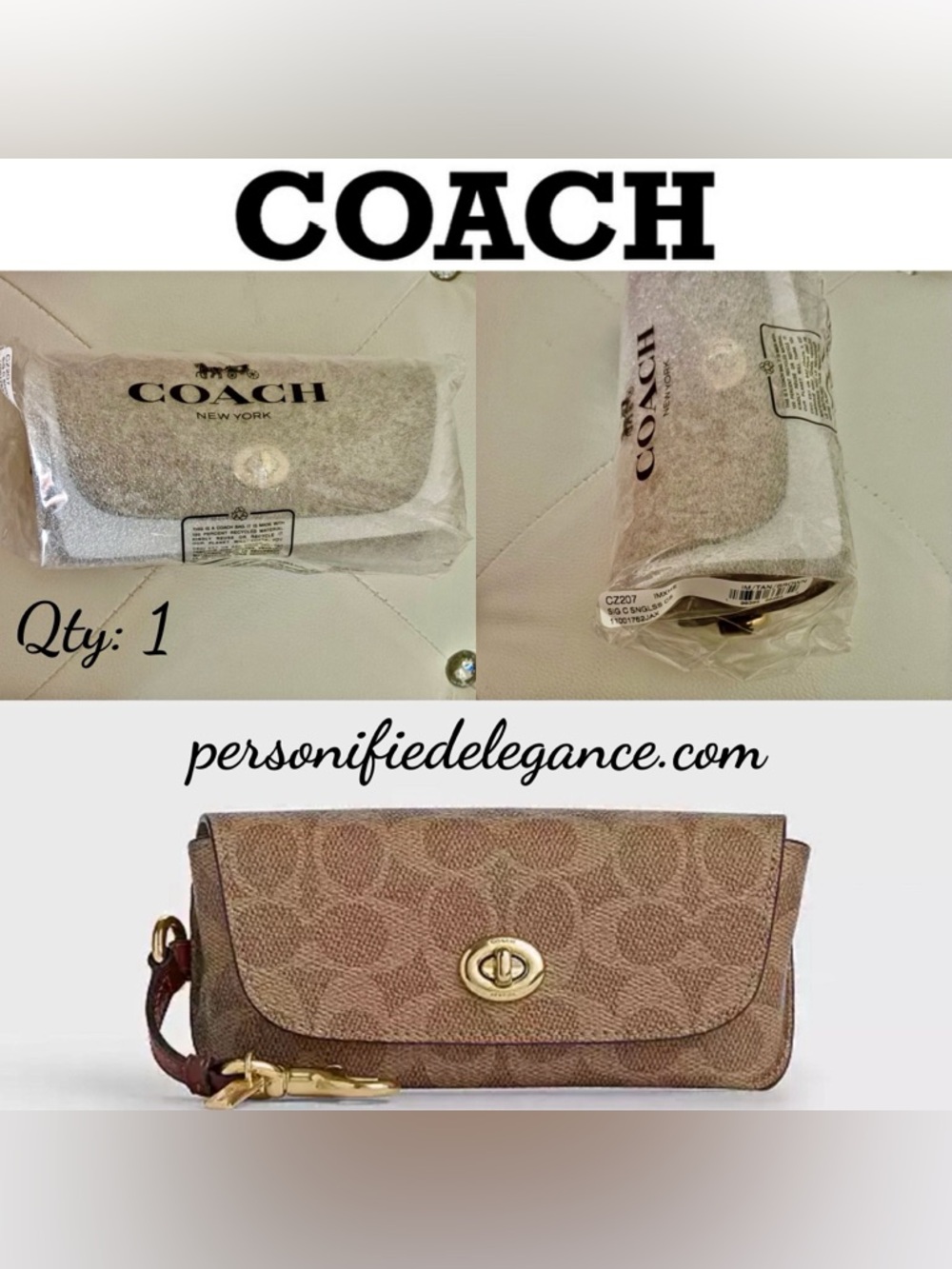 NEW Coach Signature Print Tan Brown Multi Coated Canvas Leather Sunglasses Case - Picture 8 of 15